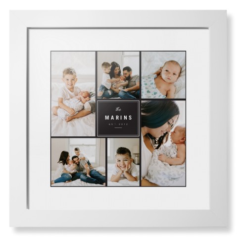 Contemporary Family Collage Framed Print, White, Contemporary, White, White, Single piece, 12x12, Blue