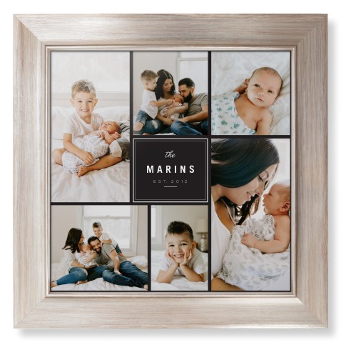 Contemporary Family Collage Framed Print, Metallic, Modern, None, None, Single piece, 12x12, Blue