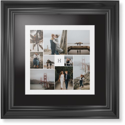 Classic Monogram Gallery of Nine Framed Print, Black, Classic, White, Black, Single piece, 12x12, Multicolor, multi