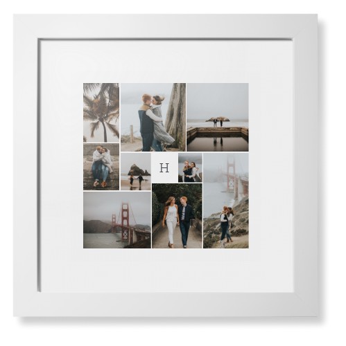 Classic Monogram Gallery of Nine Framed Print, White, Contemporary, None, White, Single piece, 12x12, Multicolor, multi