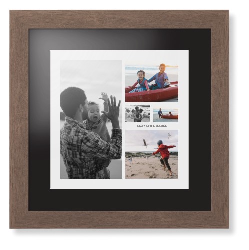 Hero Collage Portrait Framed Print, Walnut, Contemporary, White, Black, Single piece, 12x12, Multicolor