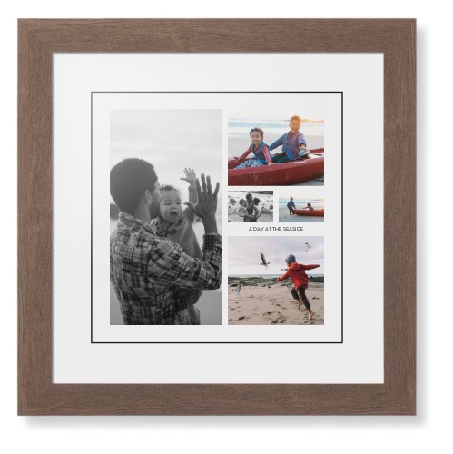 Hero Collage Portrait Framed Print, Walnut, Contemporary, Black, White, Single piece, 12x12, Multicolor