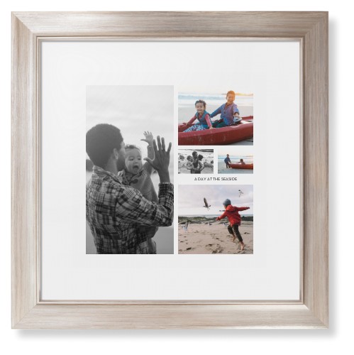 Hero Collage Portrait Framed Print, Metallic, Modern, White, White, Single piece, 12x12, Multicolor
