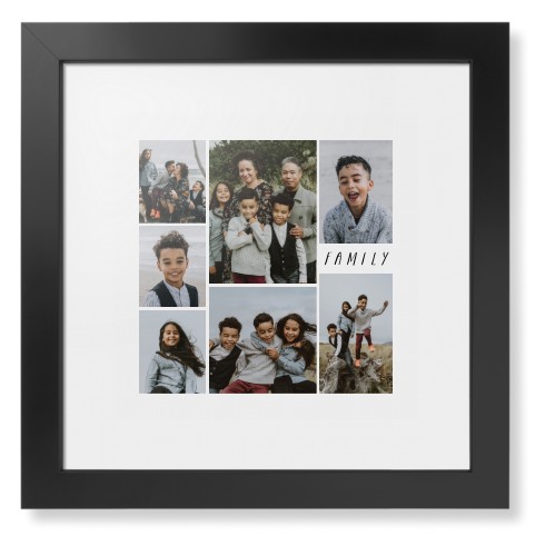 Rustic Picture Gallery Collage Of Seven Framed Print, Black, Contemporary, White, White, Single piece, 12x12, Multicolor, multi