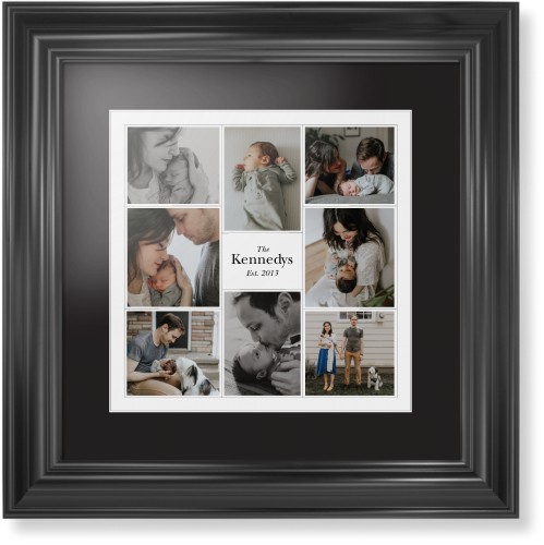 Modern Family Collage Portrait Framed Print, Black, Classic, White, Black, Single piece, 12x12, White, white