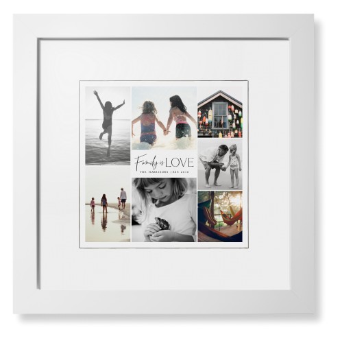 Modern Family Love Collage Framed Print, White, Contemporary, White, White, Single piece, 12x12, Gray