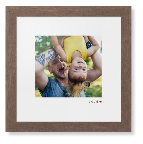 Modern Love Heart Framed Print, Walnut, Contemporary, None, White, Single piece, 12x12, White, white
