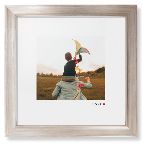 Modern Love Heart Portrait Framed Print, Metallic, Modern, White, White, Single piece, 12x12, White