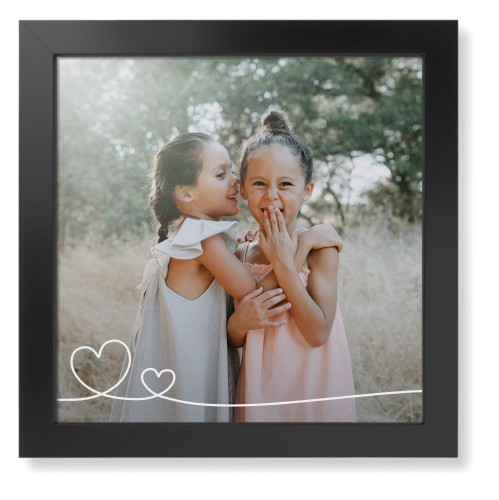 Double Heart Line Art Framed Print, Black, Contemporary, None, None, Single piece, 16x16, White