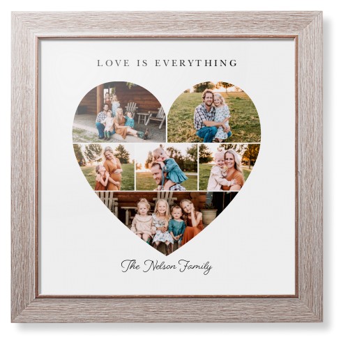 Filled Heart Framed Print, Rustic, Modern, None, None, Single piece, 16x16, White, white