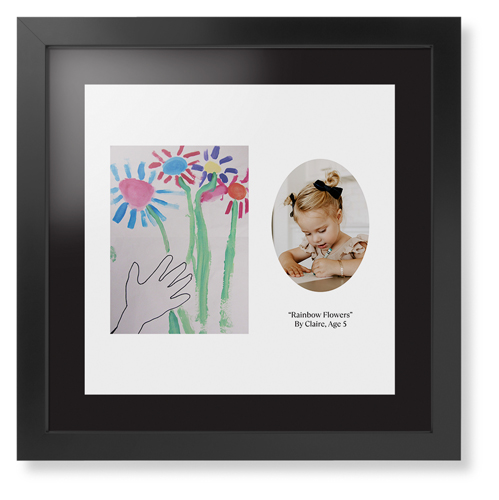 Oval Vignette Framed Print, Black, Contemporary, Black, Black, Single piece, 16x16, White, white