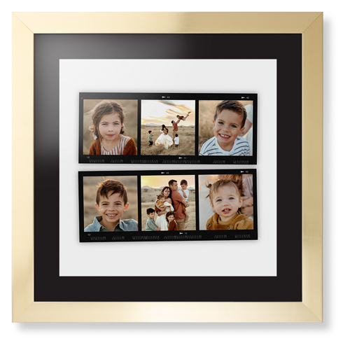 Favorite Film Collage Framed Print, Matte Gold, Contemporary, Black, Black, Single piece, 16x16, White