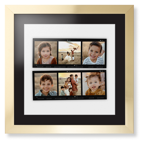 Favorite Film Collage Framed Print, Matte Gold, Contemporary, White, Black, Single piece, 16x16, White