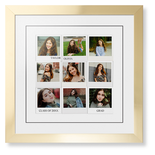 Photo Memories Framed Print, Matte Gold, Contemporary, Black, White, Single piece, 16x16, White, white