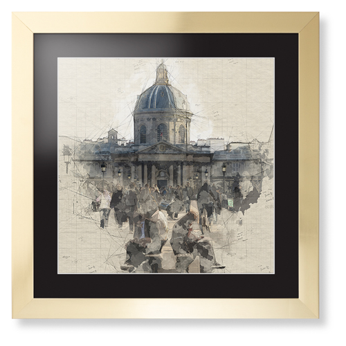 The French Institute Framed Print, Matte Gold, Contemporary, White, Black, Single piece, 16x16, Multicolor