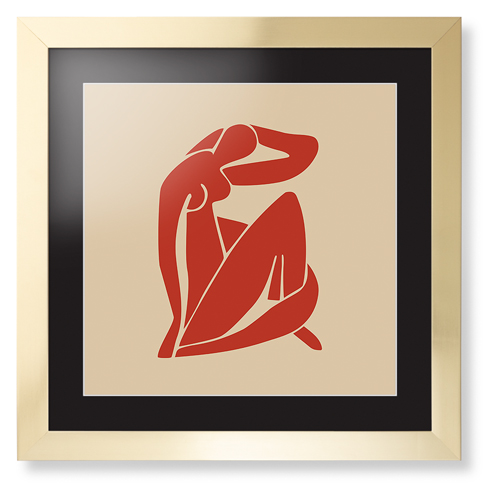 Women Figure Framed Print, Matte Gold, Contemporary, White, Black, Single piece, 16x16, Multicolor