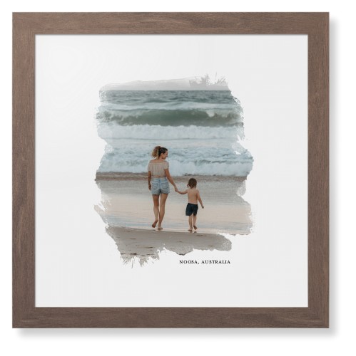 Brushed Moments Framed Print, Walnut, Contemporary, None, White, Single piece, 16x16, White