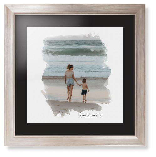 Brushed Moments Framed Print, Metallic, Modern, Black, Black, Single piece, 16x16, White