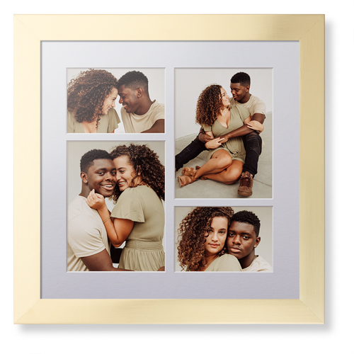Mixed Four Up Portrait Deluxe Mat Framed Print, Matte Gold, Contemporary, White, Single piece, 16x16, Multicolor