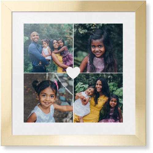Heart Grid Framed Print, Matte Gold, Contemporary, None, White, Single piece, 16x16, White