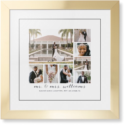 Clean Gallery Collage of Eight Framed Print, Matte Gold, Contemporary, Black, White, Single piece, 16x16, Multicolor