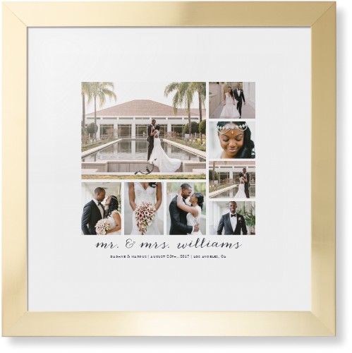 Clean Gallery Collage of Eight Framed Print, Matte Gold, Contemporary, White, White, Single piece, 16x16, Multicolor, multi