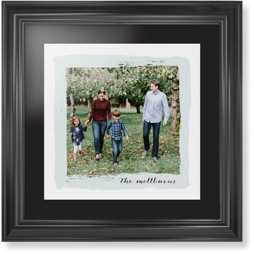 Brush Stroke Border Framed Print, Black, Classic, Black, Black, Single piece, 16x16, Gray, air