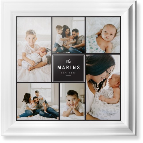 Contemporary Family Collage Framed Print, White, Classic, None, None, Single piece, 16x16, Blue