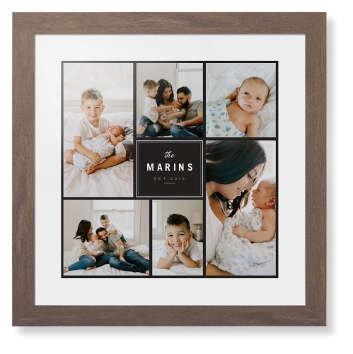 Contemporary Family Collage Framed Print, Walnut, Contemporary, None, White, Single piece, 16x16, Blue