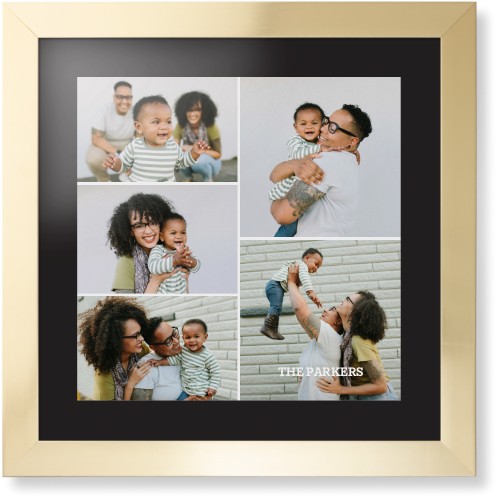 Gallery of Five Portrait Framed Print, Matte Gold, Contemporary, None, Black, Single piece, 16x16, Multicolor, multi