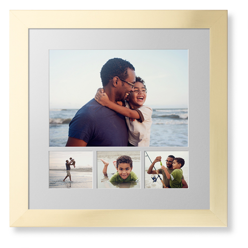 Mixed Four Up Hero Deluxe Mat Framed Print, Matte Gold, Contemporary, White, Single piece, 16x16, White