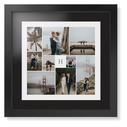 Classic Monogram Gallery of Nine Framed Print, Black, Contemporary, White, Black, Single piece, 16x16, Multicolor, multi