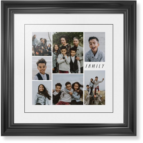 Rustic Picture Gallery Collage Of Seven Framed Print, Black, Classic, Black, White, Single piece, 16x16, Multicolor