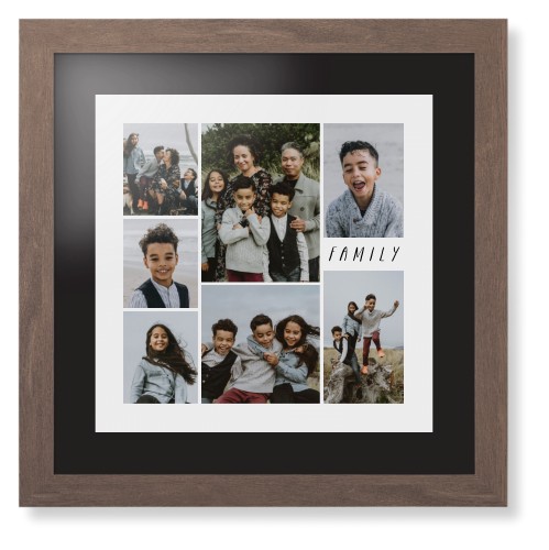 Rustic Picture Gallery Collage Of Seven Framed Print, Walnut, Contemporary, Black, Black, Single piece, 16x16, Multicolor, multi