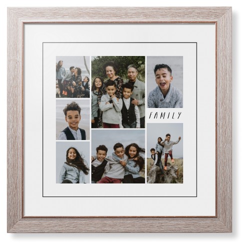 Rustic Picture Gallery Collage Of Seven Framed Print, Rustic, Modern, Black, White, Single piece, 16x16, Multicolor