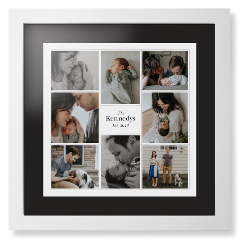 Modern Family Collage Portrait Framed Print, White, Contemporary, Black, Black, Single piece, 16x16, White, white