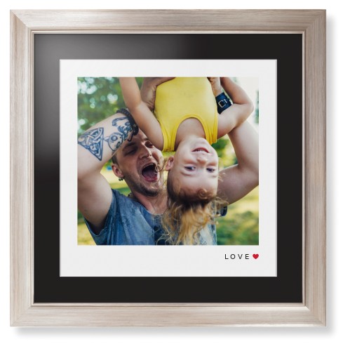 Modern Love Heart Framed Print, Metallic, Modern, White, Black, Single piece, 16x16, White
