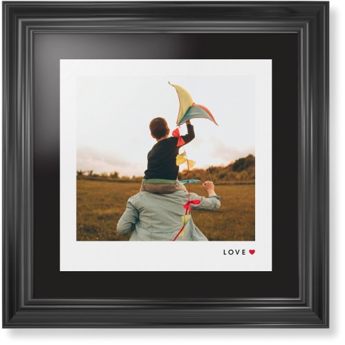 Modern Love Heart Portrait Framed Print, Black, Classic, Black, Black, Single piece, 16x16, White, white