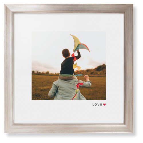 Modern Love Heart Portrait Framed Print, Metallic, Modern, None, White, Single piece, 16x16, White