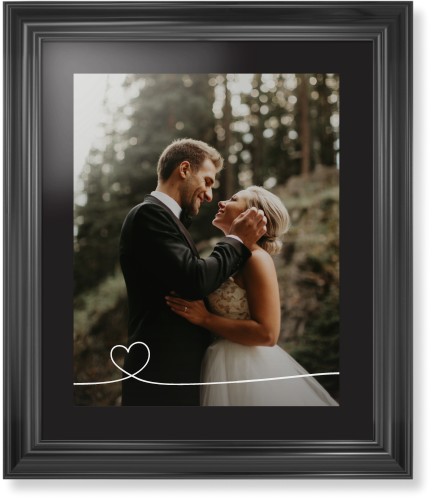 Heart Line Art Framed Print, Black, Classic, Black, Black, Single piece, 16x20, White