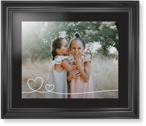 Double Heart Line Art Framed Print, Black, Classic, Black, Black, Single piece, 16x20, White