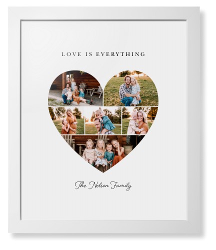 Filled Heart Framed Print, White, Contemporary, White, White, Single piece, 16x20, White, white