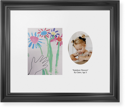 Oval Vignette Framed Print, Black, Classic, White, White, Single piece, 16x20, White