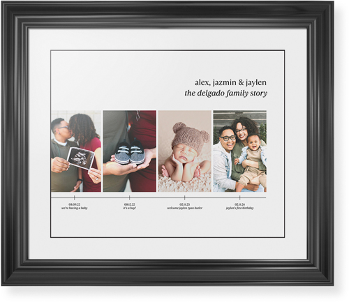 Family Timeline Framed Print, Black, Classic, Black, White, Single piece, 16x20, White