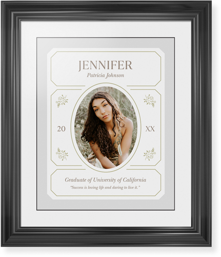 Vintage Stationery Frame Framed Print, Black, Classic, Black, White, Single piece, 16x20, Gray, smoke