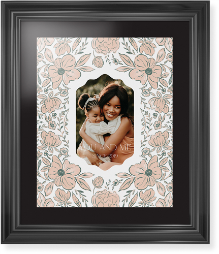 Classic Floral Border Framed Print, Black, Classic, Black, Black, Single piece, 16x20, White, white