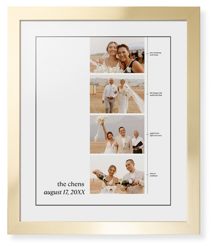 First Year Timeline Framed Print, Matte Gold, Contemporary, Black, White, Single piece, 16x20, White, white