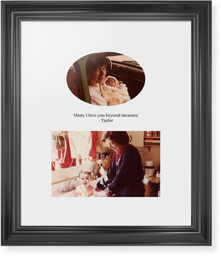 Oval Vignette Portrait Framed Print, Black, Classic, White, White, Single piece, 16x20, White, white