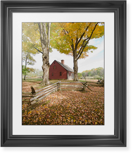 Barn in Autumn Framed Print, Black, Classic, Black, White, Single piece, 16x20, Multicolor