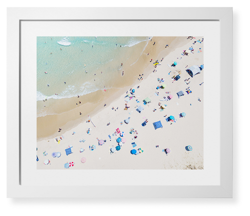 Aerial Beach Framed Print, White, Contemporary, White, White, Single piece, 16x20, Multicolor